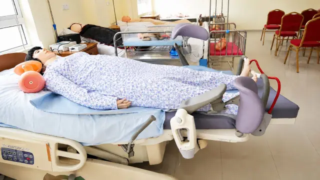 Birthing simulator in the midwifery skills room